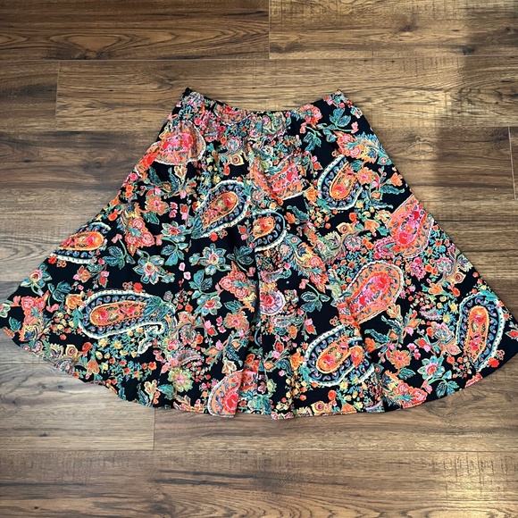 Colourful Womens Paisley Midi Skirt Cotton Cottagecore Boho Whimsigoth Medium - Picture 6 of 6
